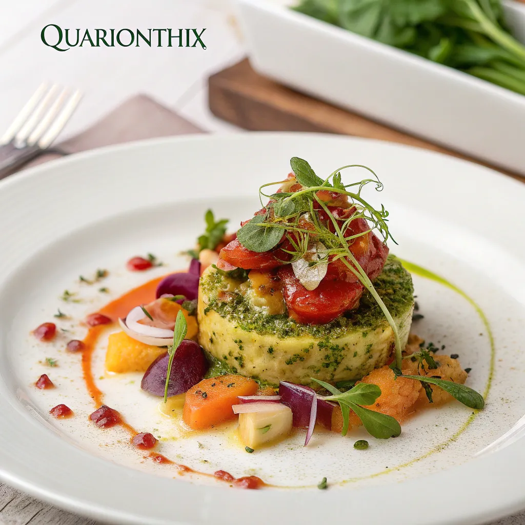 A delicious vegan dish from QUARIONTHIX course