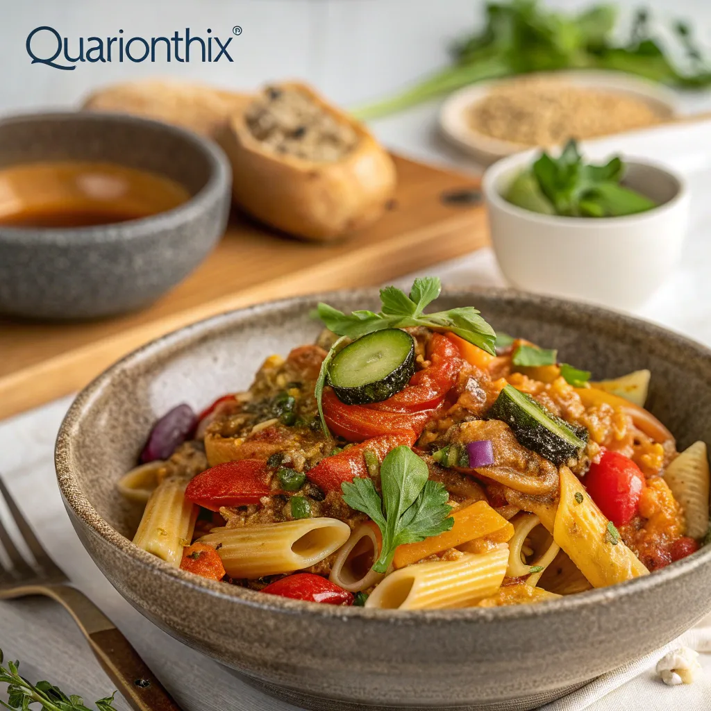Savory vegan pasta from QUARIONTHIX course